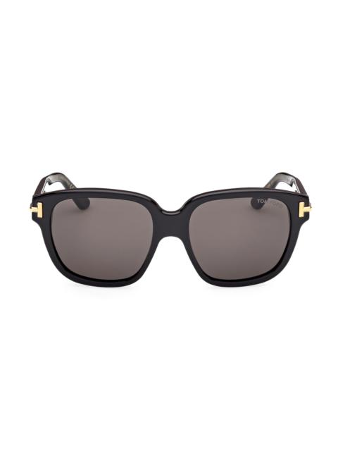 TOM FORD Women's ICON 58MM Square Sunglasses - Shiny Black Smoke