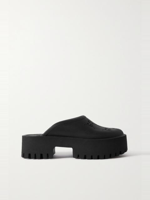 GUCCI Elea perforated rubber platform mules
