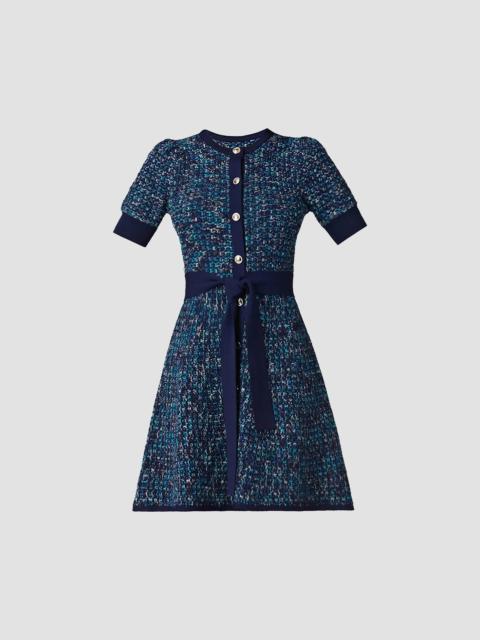 Shoshanna Women's Harriet Tweed Belted Minidress - Blue Melange