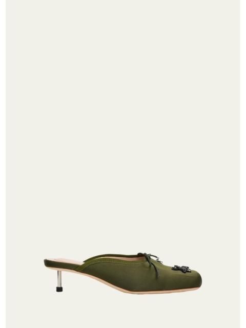 Simone Rocha 40mm Pointe Embellished Satin Ballerina Mules