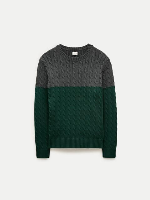 J.CREW Heritage cotton cable-knit sweater in colorblock