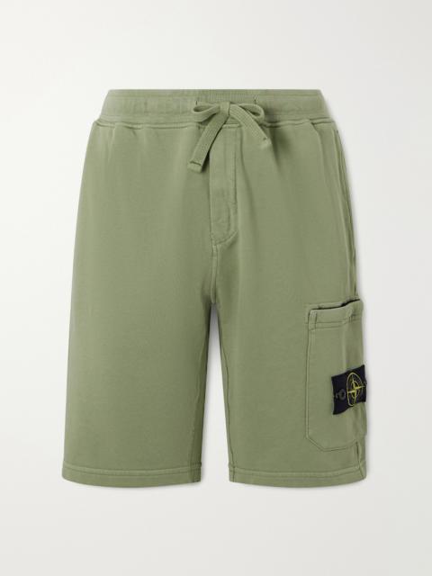 Stone Island Straight-Leg Garment-Dyed Organic Cotton-Fleece Drawstring Shorts