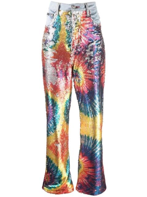 PHILIPP PLEIN tie dye-print sequinned jeans