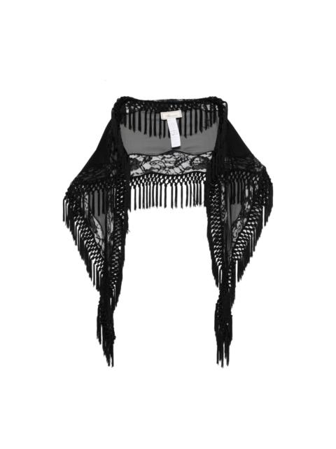 Blumarine lace-trimmed fringe scarf