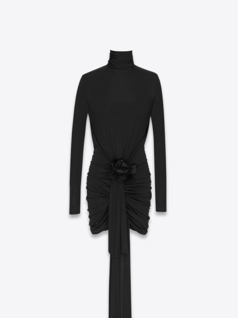 SAINT LAURENT draped dress in shiny jersey
