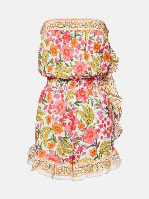 FARM RIO Banana Flowers ruffled cotton minidress