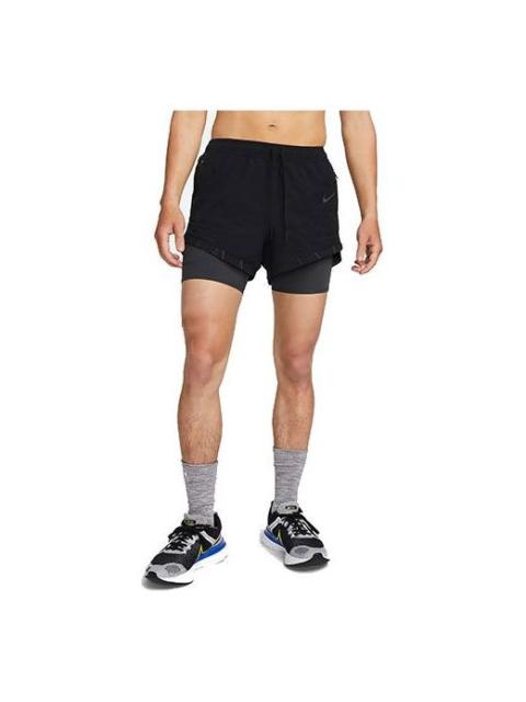 Nike Men's Nike Solid Color Logo Splicing Straight Sports Shorts Black DQ4771-010