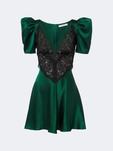 RODARTE Lace-trimmed silk satin minidress