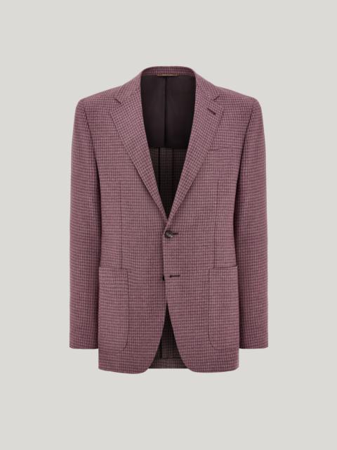Canali MAUVE WOOL AND SILK HOUNDSTOOTH SINGLE-BREASTED MODERN-FIT KEI JACKET