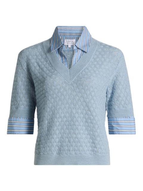 TANYA TAYLOR Women's Esme Layered Pointelle Knit Top - Powder Blue