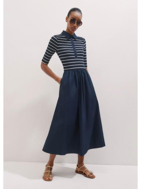 ME+EM Mixed Media Shirt Collar Maxi Dress