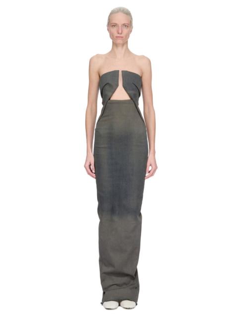 Rick Owens Prong strapless dégradé stretch-denim gown Dark denim