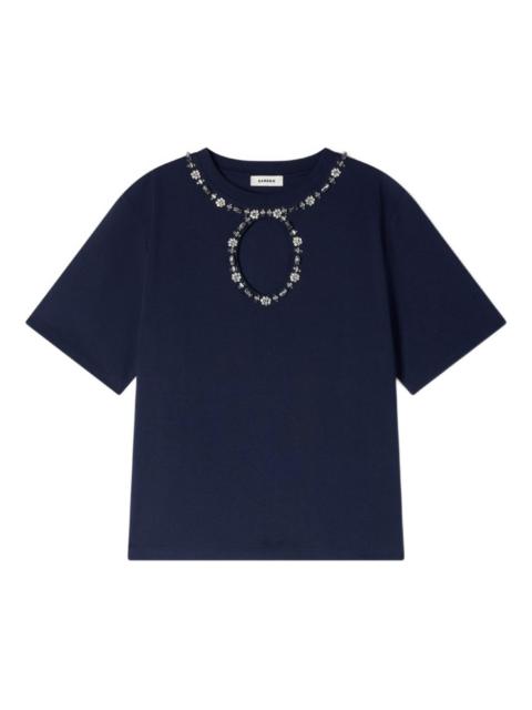 Sandro strass openwork T-shirt