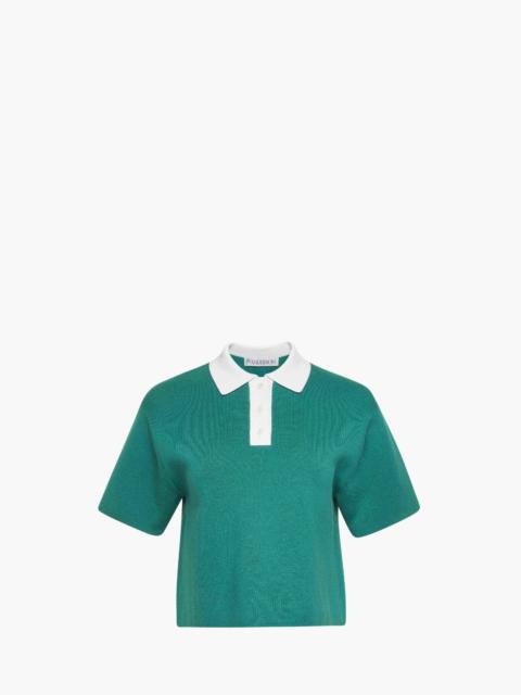 JW Anderson CROPPED KNITTED POLO TOP