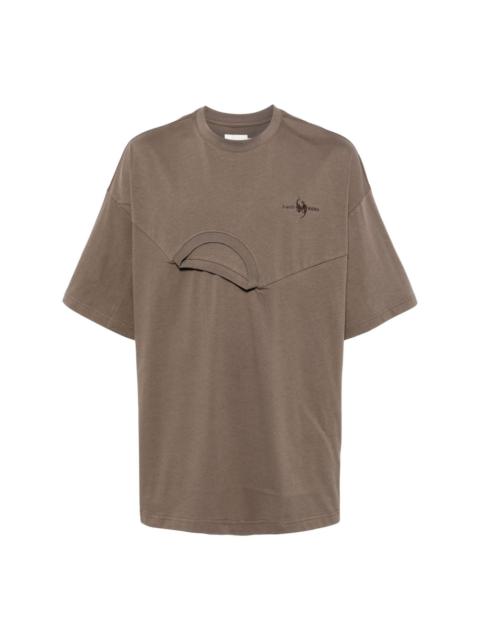 logo-embroidered panelled T-shirt