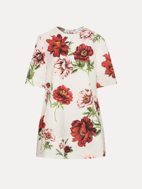Oscar de la Renta PEONY COTTON POPLIN SHIFT DRESS