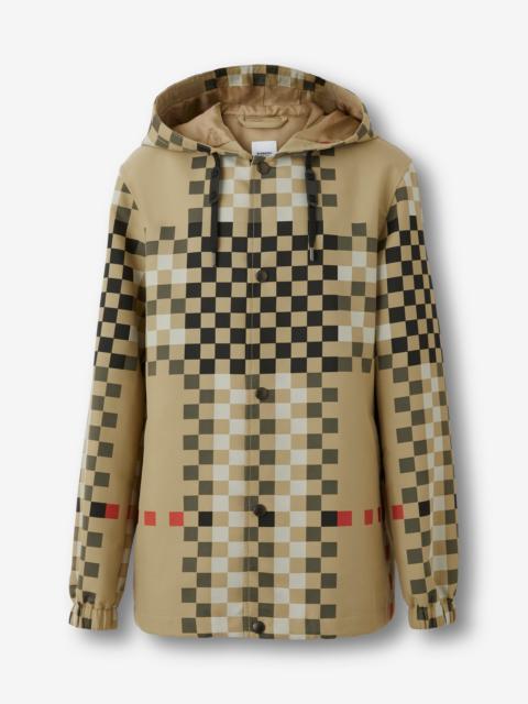 Burberry Pixel Check Nylon Hooded Jacket