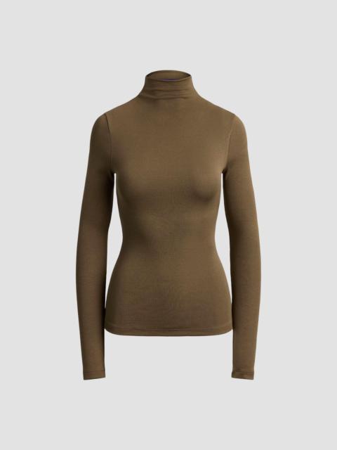 Ralph Lauren Women's Catia Mockneck Rib-Knit Stretch-Silk Top - Portobello