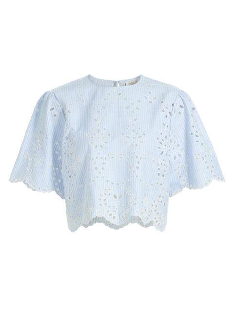 HEMANT & NANDITA Women's Eyelet Cotton-Blend Top - Stripes