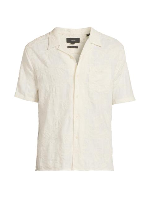 Vince Men's Embroidered Floral Camp Shirt - Blanco
