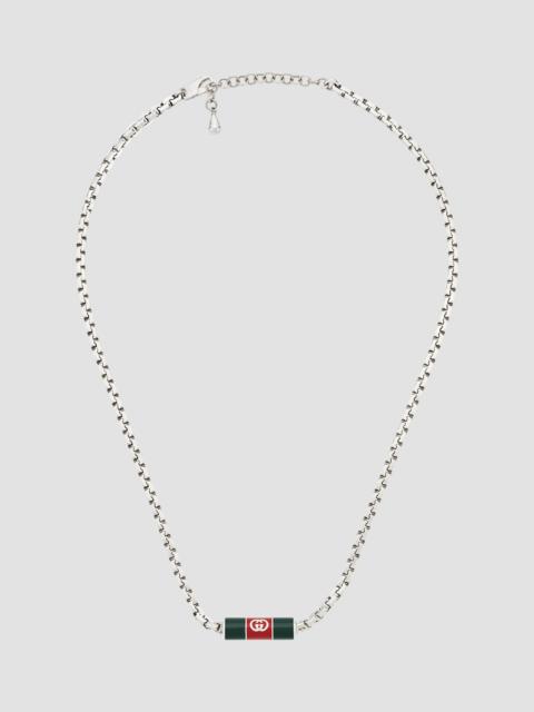 GUCCI Women's Sterling Silver & Enamel Pendant Necklace - Silver Green Enamel