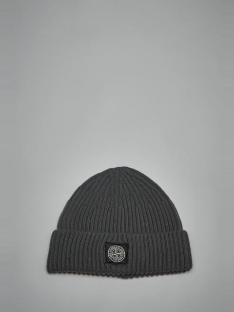 Stone Island Full Rib RWS Wool Beanie with Compass Logo Patch