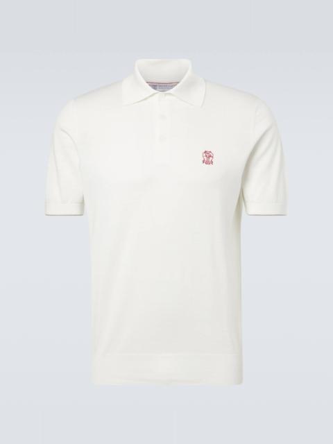 Brunello Cucinelli Embroidered cotton piqué polo shirt