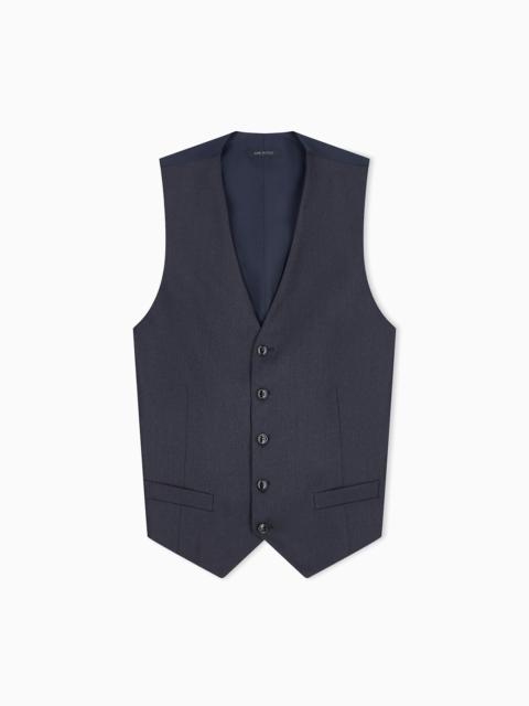 GIORGIO ARMANI SINGLE-BREASTED PINSTRIPE VEST IN VIRGIN WOOL AND CASHMERE