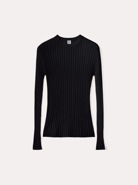 Totême Round neck ribbed wool knit black