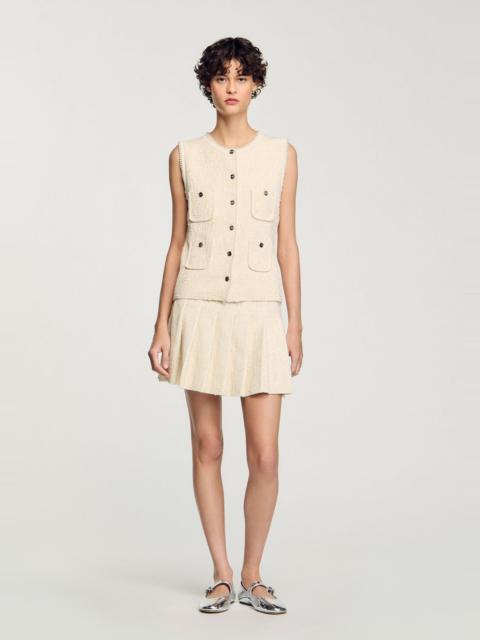 Sandro MINI TWEED PLEATED SKIRT