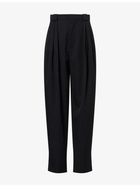 Bottega Veneta Pleated Straight-Leg Wool Trousers