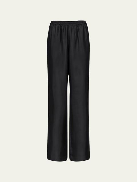 Loulou de Saison Alera Silk Straight-Leg Pull-On Pants