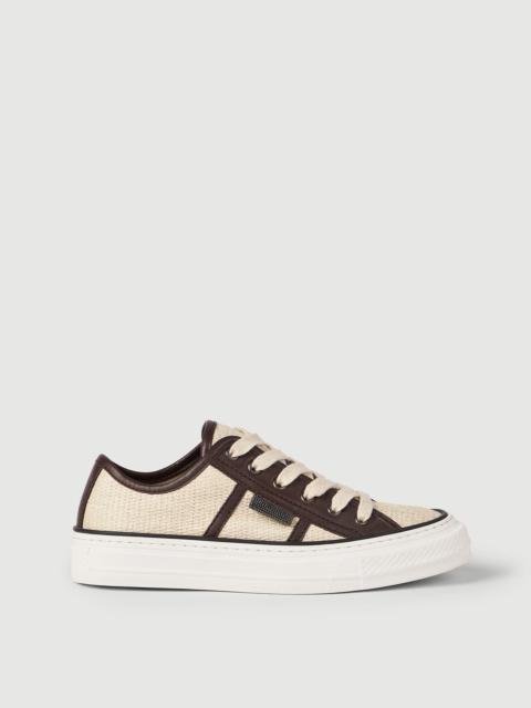 Brunello Cucinelli Techno raffia sneakers with shiny tab