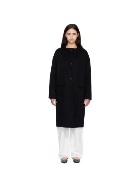 Loulou de Saison Black KERRY Wool Cashmere Drap Oval Coat