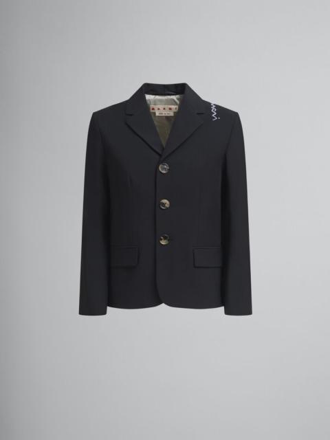 Marni BLACK WOOL BLEND JACKET WITH MARNI SYMBOL