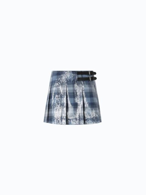PINKO MINI SKIRT WITH CHECK PATTERN AND SEQUINS