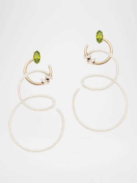 BEA BONGIASCA 9K Rose Gold and Sterling Silver Peridot Double Curl Vine Earrings