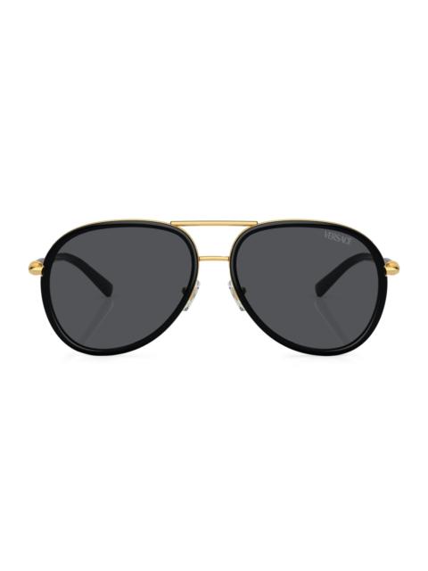 VERSACE Women's 60MM Aviator Sunglasses - Black