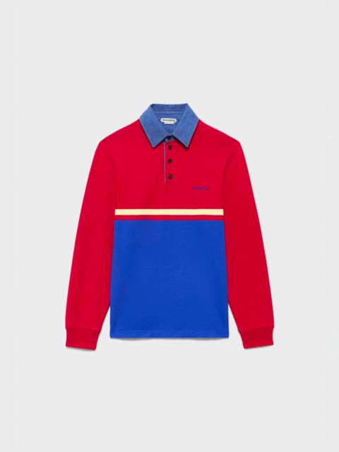 JW Anderson WOMENS CONTRAST COLLAR RUGBY POLO IN RED & BLUE