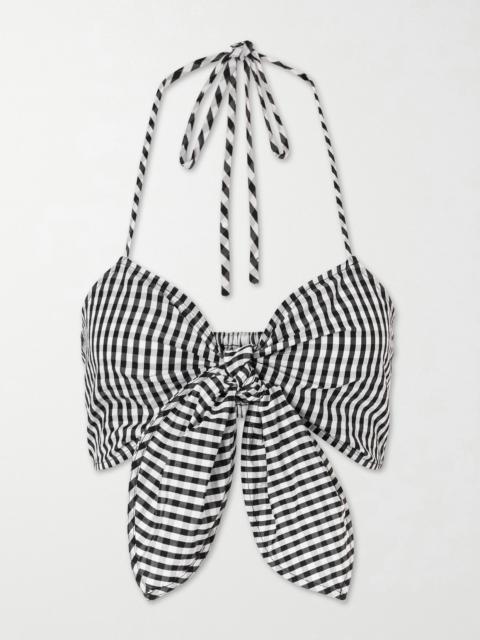 FAITHFULL Onda Knotted Checked Cotton Top