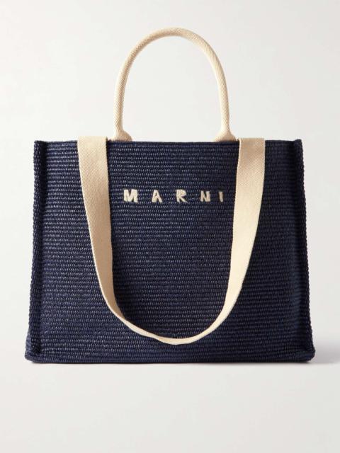 Marni Logo-Embroidered Woven Raffia Tote Bag