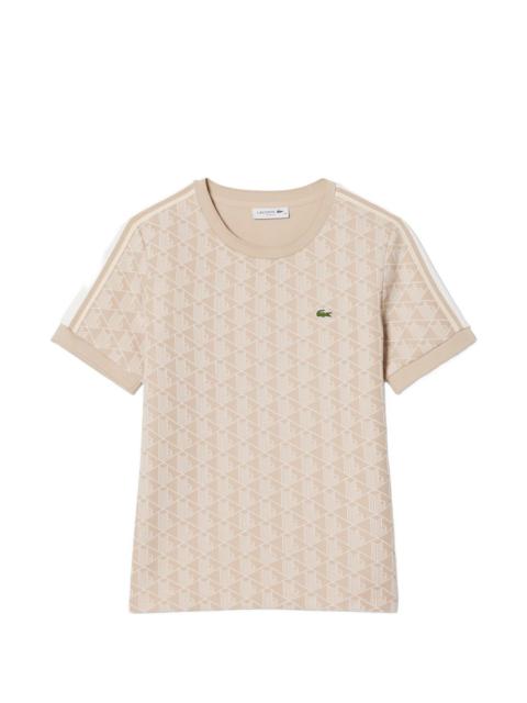 LACOSTE geometric print striped T-shirt