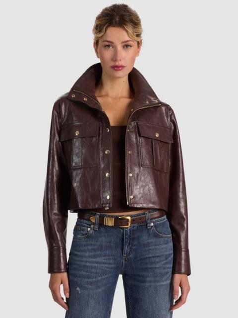 Alice + Olivia JAMES VEGAN FUNNEL NECK PARKA - DARK CHOCOLATE