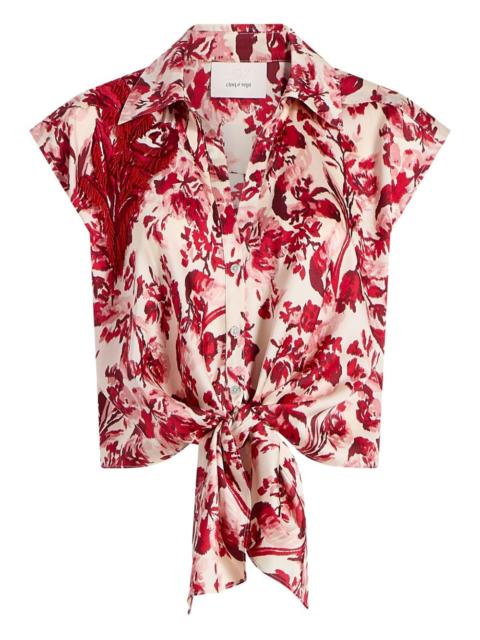 Cinq à Sept Floral Ribbons Sleeveless Mari blouse