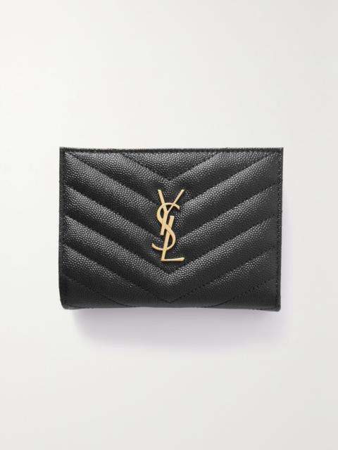 SAINT LAURENT Cassandre Quilted Textured-leather Wallet