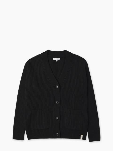 Merz b. Schwanen MERZ B. SCHWANEN LOCG02 MERINO WOOL-CASHMERE CARDIGAN DEEP BLACK