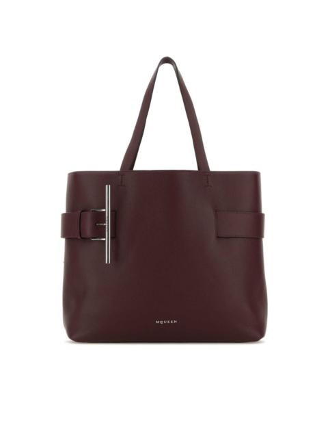トートバッグ ALEXANDER MCQUEEN TYRIAN PURPLE LEATHER T-BAR SHOPPING BAG Alexander McQueen TYRIAN PURPLE LEATHER T-BAR SHOPPING BAG