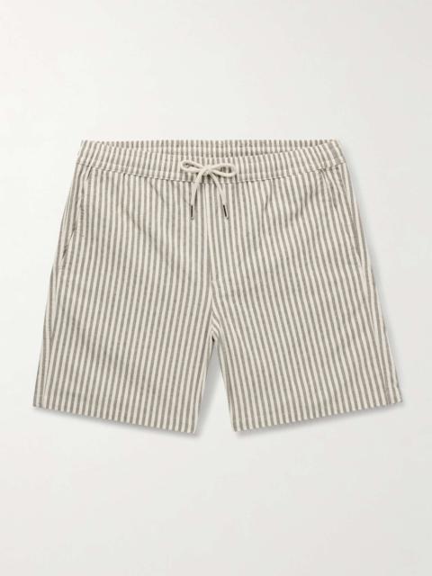 Gregor Straight-Leg Striped Cotton-Blend Seersucker Drawstring Shorts