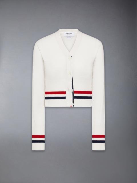 Thom Browne CASHMERE RWB STRIPE SHRUNKEN CARDIGAN