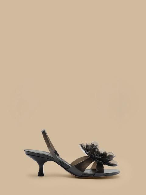 FARM RIO Black Flower Jelly Kitten Sandal